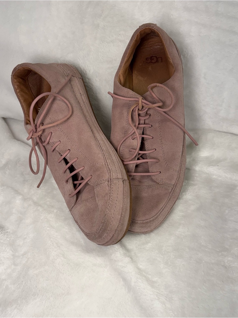 UGG Pink Suede Lace-Up Sneakers